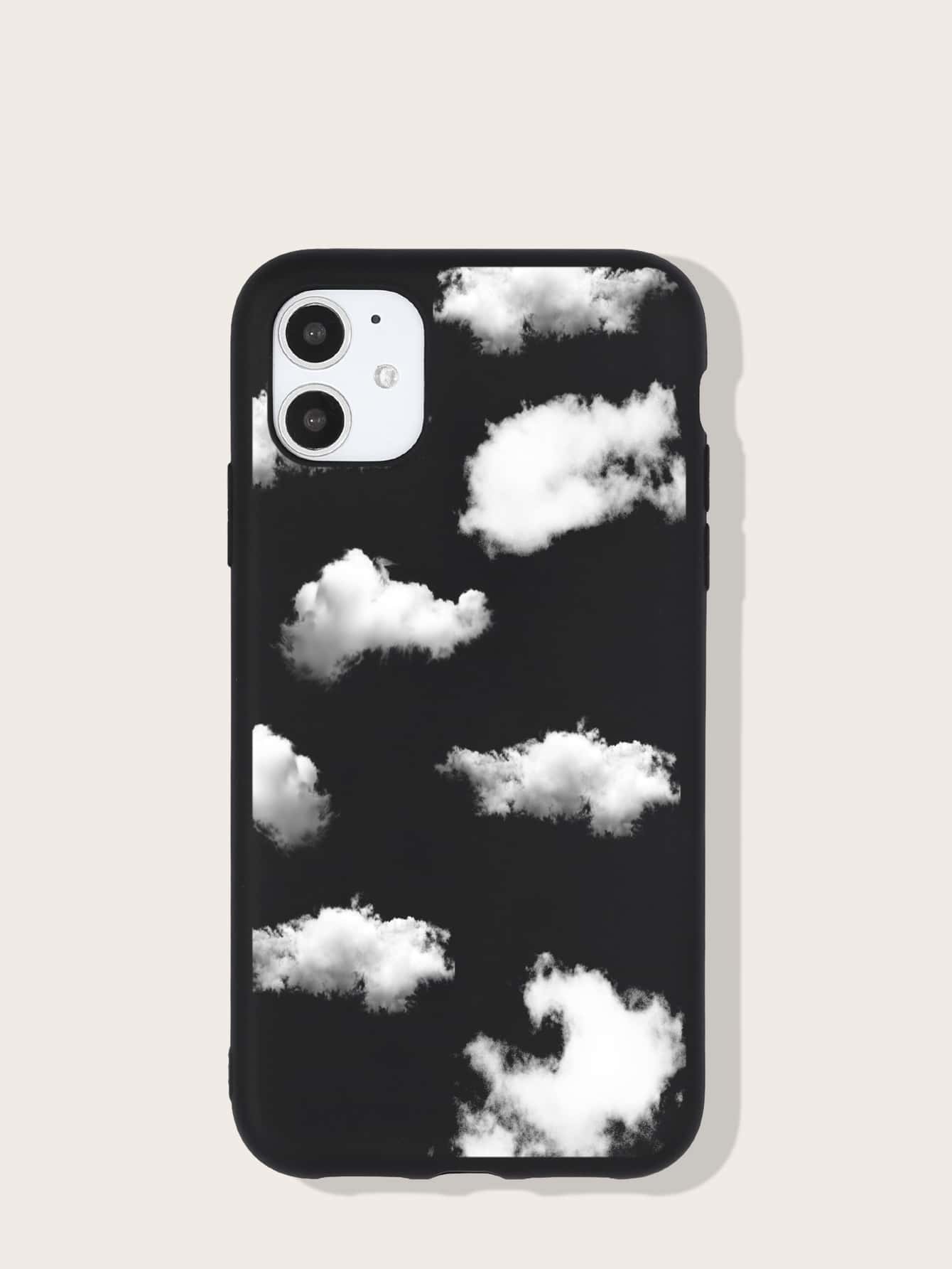 1 Vỏ điện thoại họa tiết đám mây đen vẽ tay tương thích với iPhone - màu đen - Xem 1