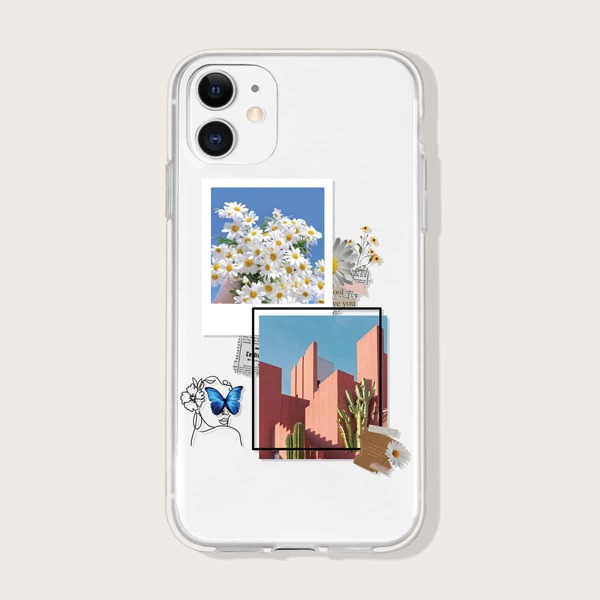 

Flower Print iPhone Case, Clear