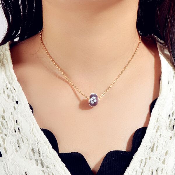 

Ball Pendant Necklace, Purple