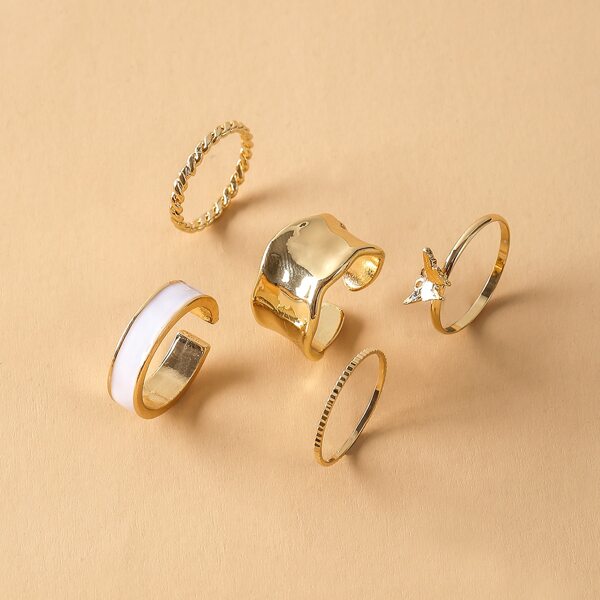 

5pcs Butterfly Decor Ring, Gold