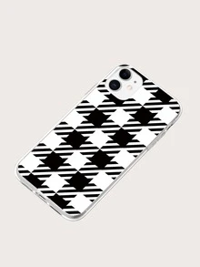 Funda a cuadros a rayas compatible con IPhone - Blanco y Negro - Ver 2