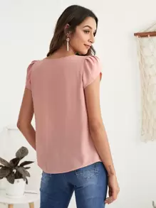 SHEIN Clasi Petal Sleeve Fold Pleated Top