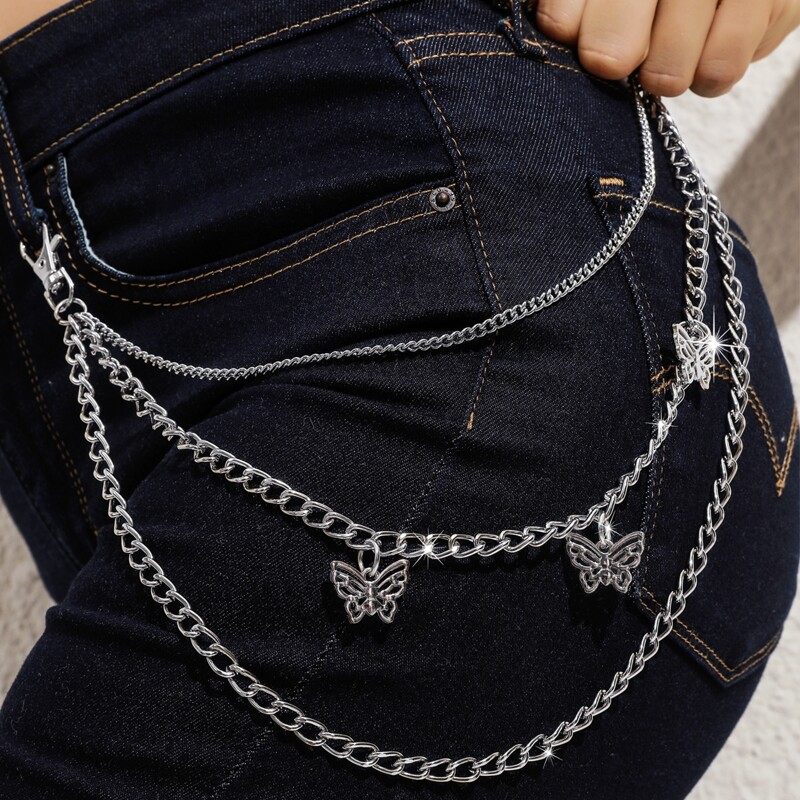 

Butterfly Charm Pants Chain, Silver