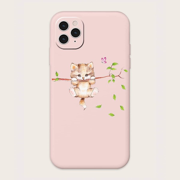 

Чехол для iPhone с принтом кота, Розовые