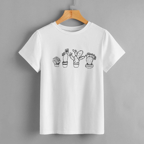 

Cactus Print Tee, White