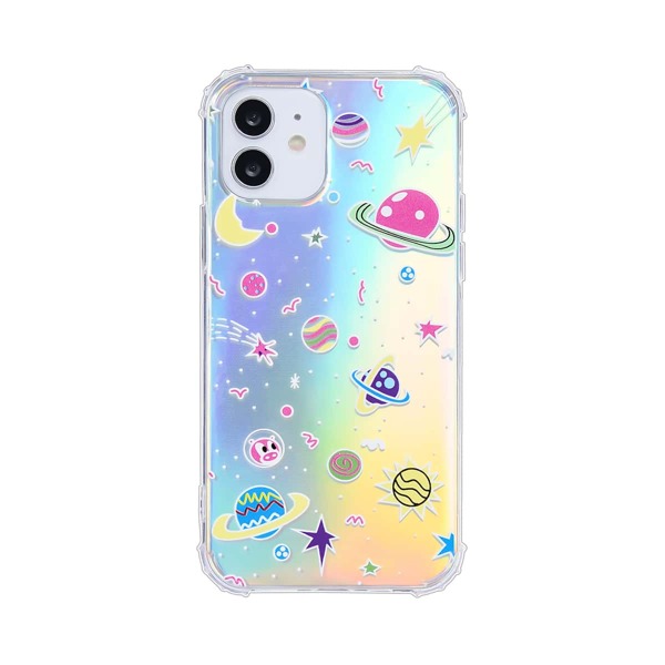 

1pc Planet Print iPhone Case With 1pc Back Film, Multicolor
