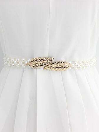 Faux Pearl Beaded Belt Elegant