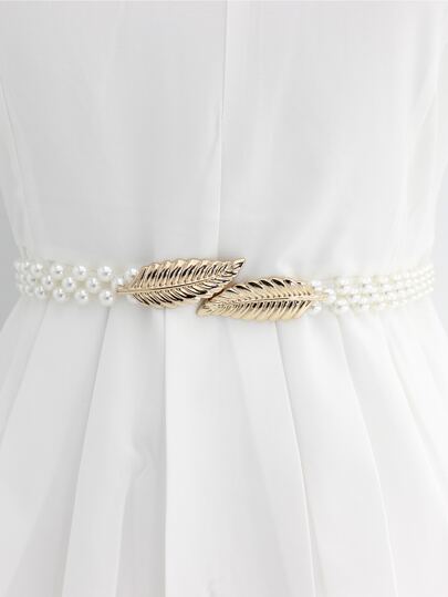 Faux Pearl Beaded Belt Elegant
