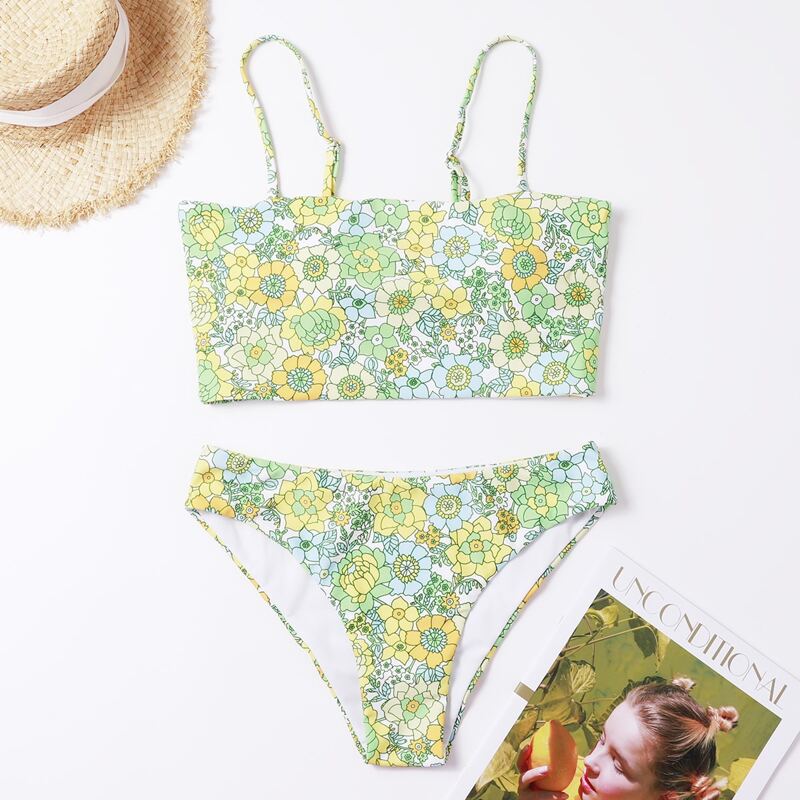

Floral Cami Bikini Swimsuit, Multicolor
