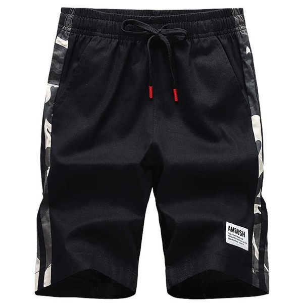 

Men Letter Patched Drawstring Shorts, Black