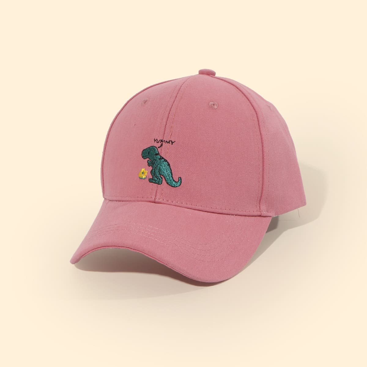 

Cartoon Dinosaur Baseball Cap, Dusty pink