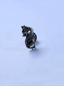 Fashionable and Popular 1pc Men Chinese Dragon Design Stud Earring Stainless Steel for Jewelry Gift and for a Stylish Look - Silver - View 2