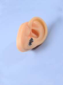 Fashionable and Popular 1pc Men Chinese Dragon Design Stud Earring Stainless Steel for Jewelry Gift and for a Stylish Look - Silver - View 3