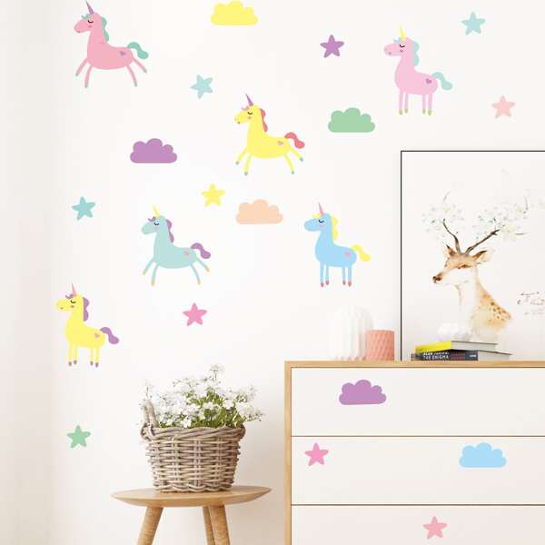 

Kids Unicorn Print Wall Sticker, Multicolor
