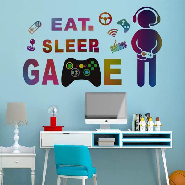 

Gamepad & Letter Graphic Wall Sticker, Multicolor