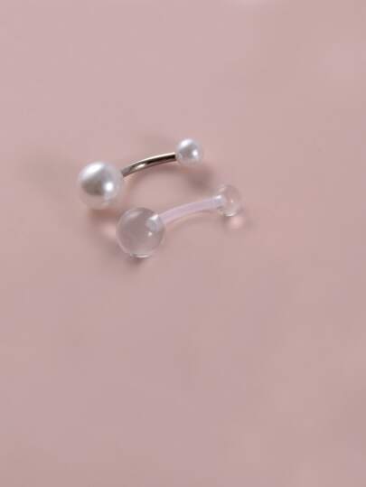 2入組/套透明丙烯酸腹部條形中性時尚朋克身體穿刺首飾