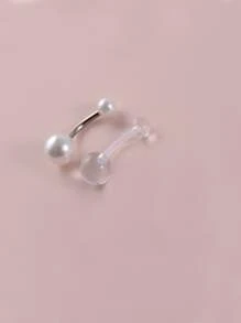 2入組/套透明丙烯酸腹部條形中性時尚朋克身體穿刺首飾 - 白色 - 查看 3