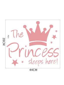 PVC Crown Print Wall Sticker,Cute Pink Princess Pattern Waterproof Wall Decal For Kids,Stickers,Wall Decal, Vinyl Decal For Home Decorations,Spring Decoration Items Refresh Your Home,Rama Decoration Stickers Gifts Birthday Graduation - Pink - View 2
