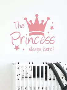 PVC Crown Print Wall Sticker,Cute Pink Princess Pattern Waterproof Wall Decal For Kids,Stickers,Wall Decal, Vinyl Decal For Home Decorations,Spring Decoration Items Refresh Your Home,Rama Decoration Stickers Gifts Birthday Graduation - Pink - View 6