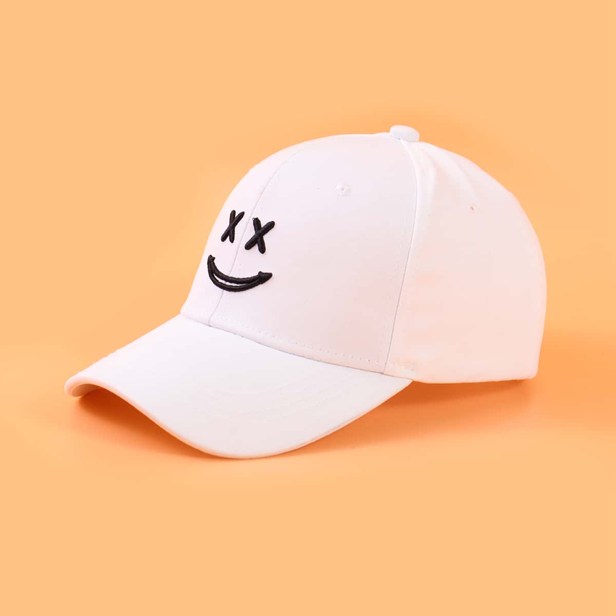 

Smile Embroidery Baseball Cap, White