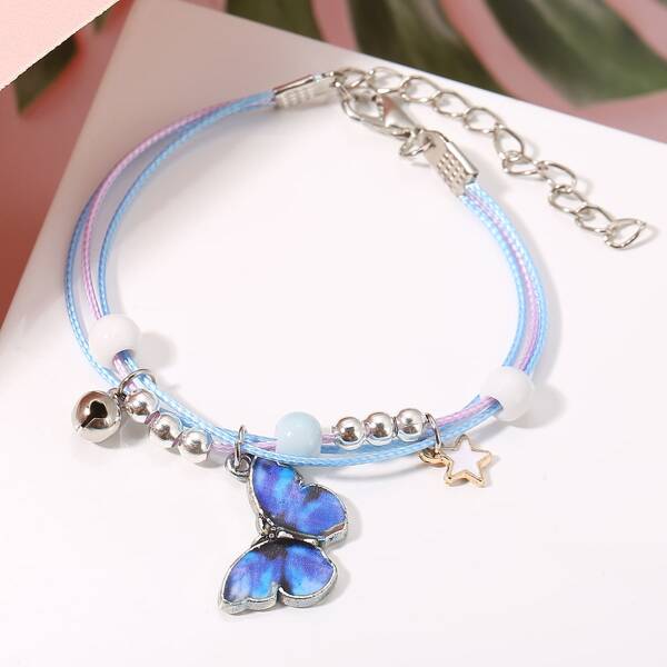 

Butterfly & Star Charm Bracelet, Blue