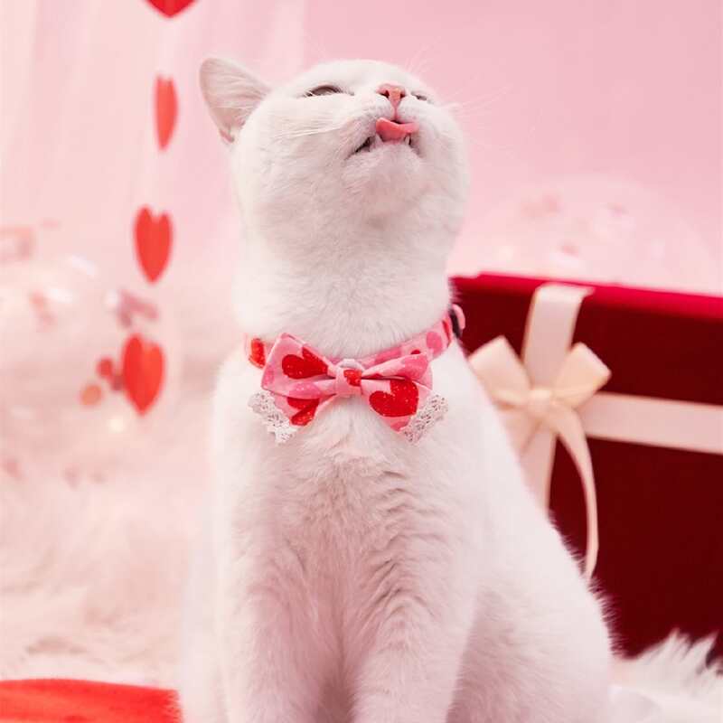 

Heart Pattern Pet Bow Tie, Pink