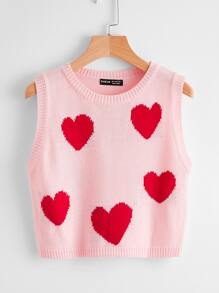 Heart Pattern Sweater Vest