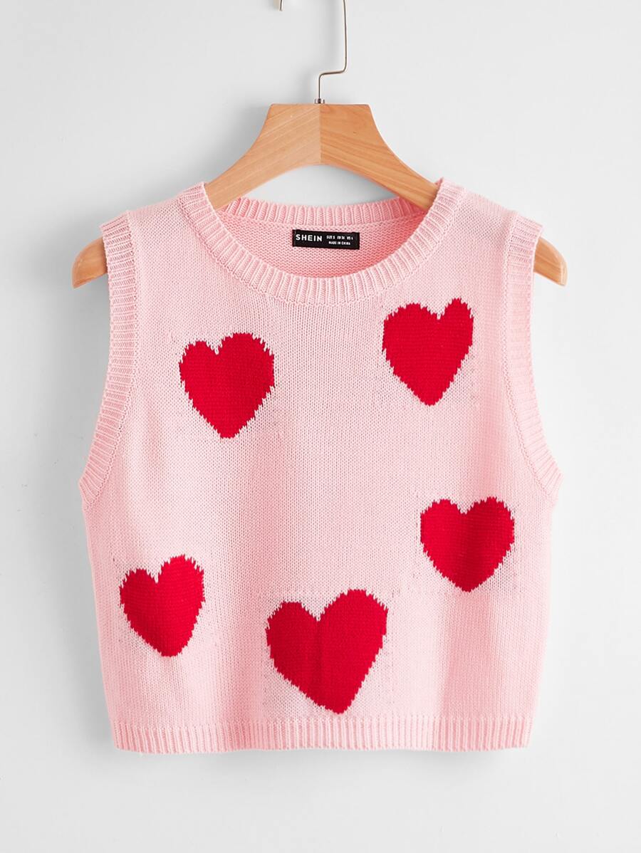 Heart Pattern Sweater Vest