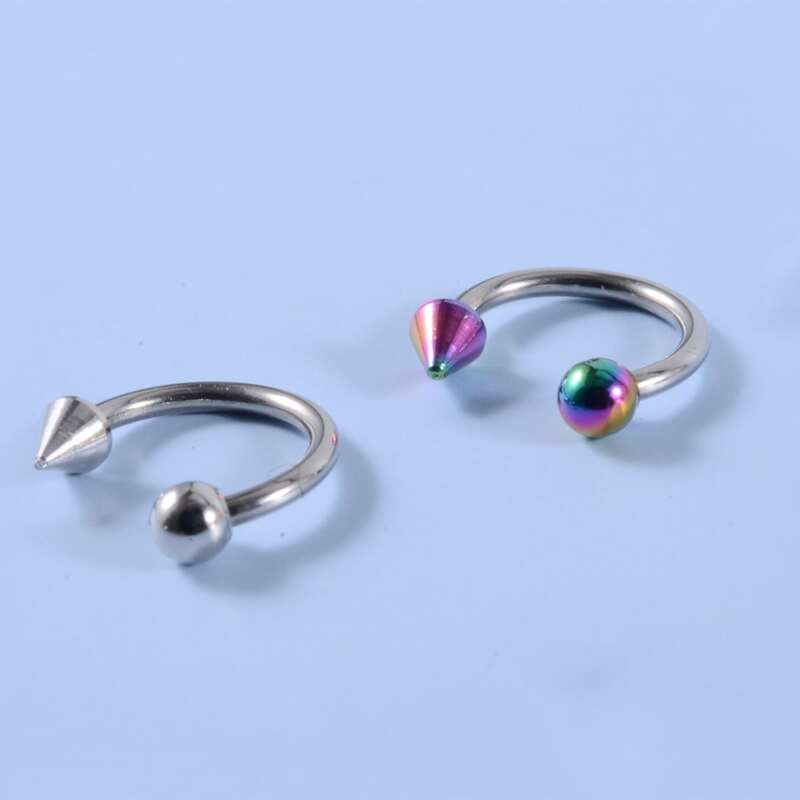 

2pcs Guys Stainless Steel Nose Ring, Multicolor