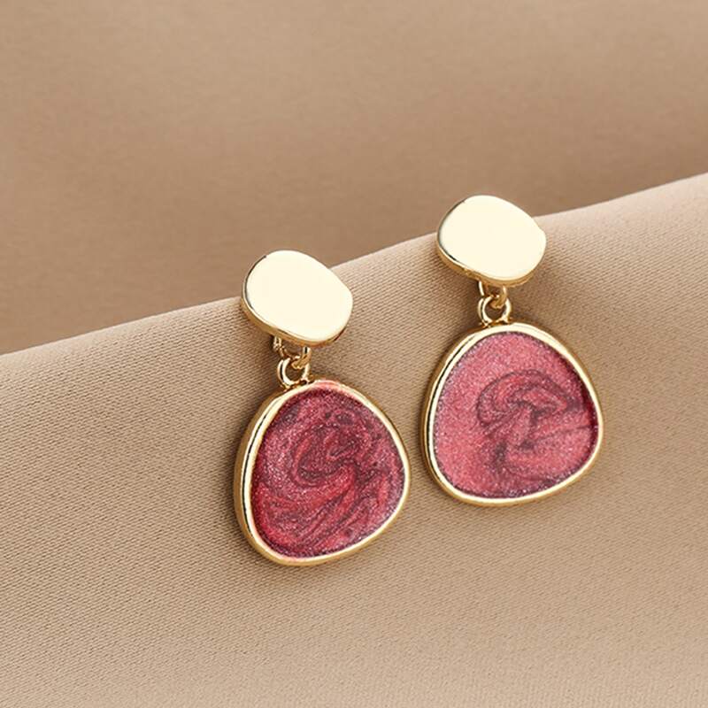 

Round Drop Earrings, Burgundy