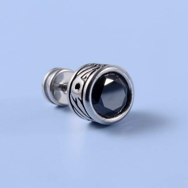 

1pc Men Rhinestone Decor Stud Earring, Silver