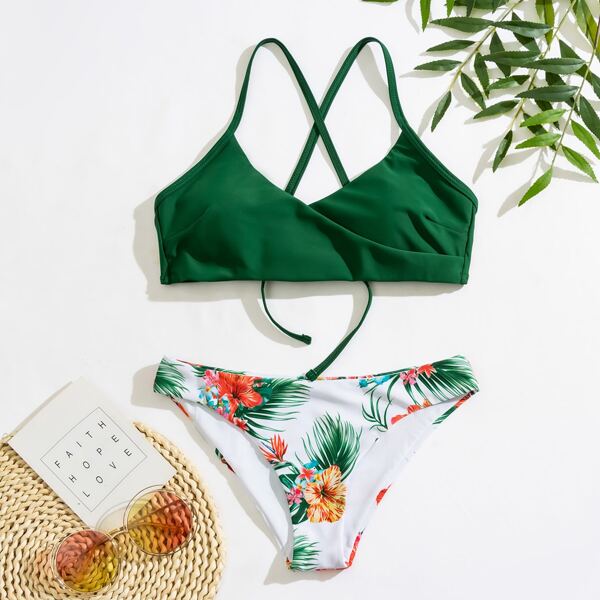 

Floral & Tropical Bikini Swimsuit, Multicolor