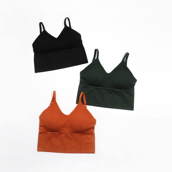 

Girls 3pcs Solid Bralette, Multicolor