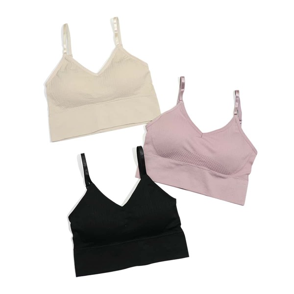 

Girls 3pcs Letter Graphic Bralette, Multicolor