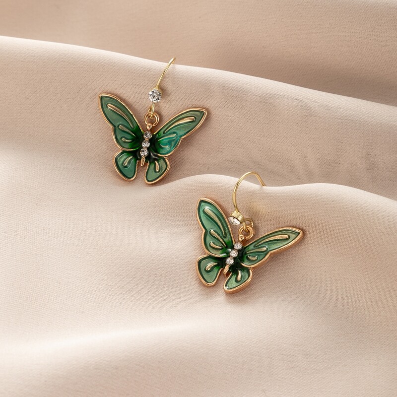

Butterfly Drop Earrings, Green