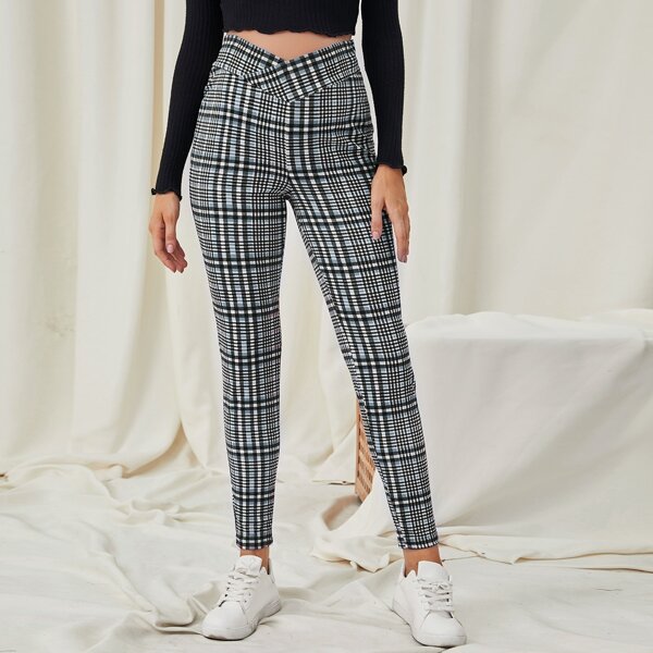 

Maternity Overlap Waist Plaid Leggings, Multicolor
