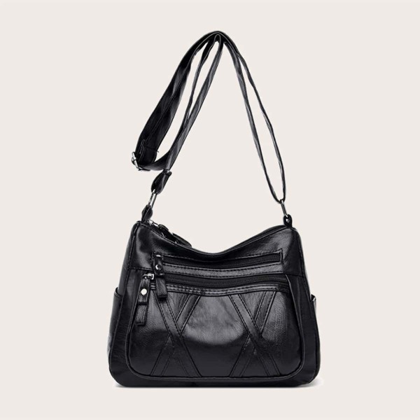 

Double Zip Front Crossbody Bag, Black