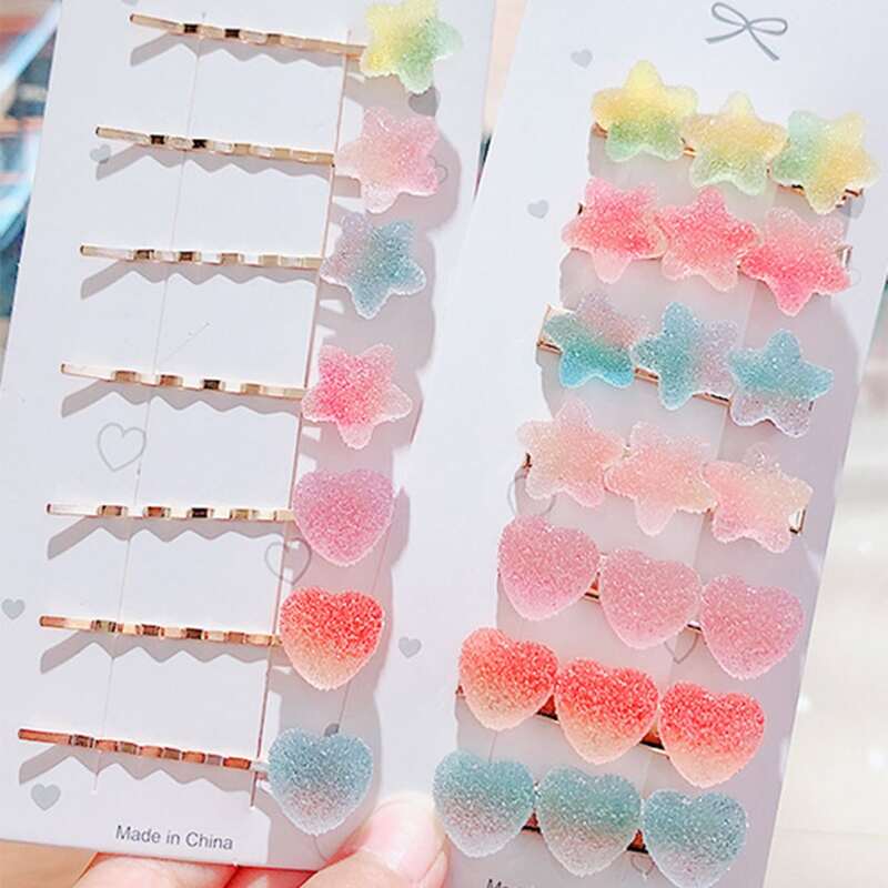 

4pcs Random Star & Heart Hair Clip, Multicolor