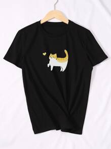 T-shirt à imprimé chat - Noir - Voir 5