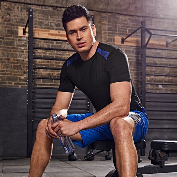 

Men Camo Panel Sports Tee, Black