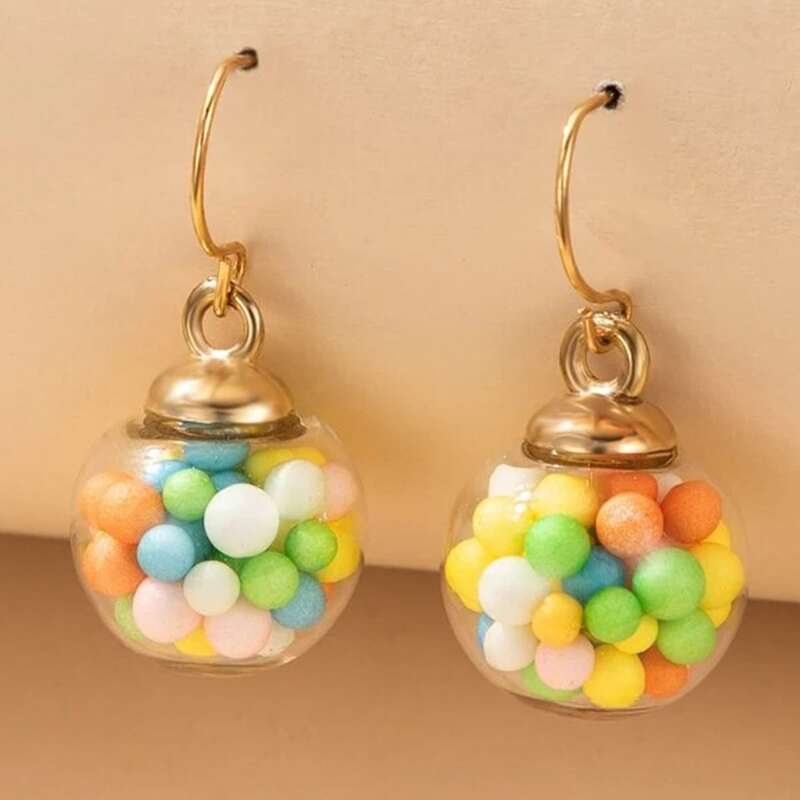 

Clear Ball Drop Earrings, Multicolor