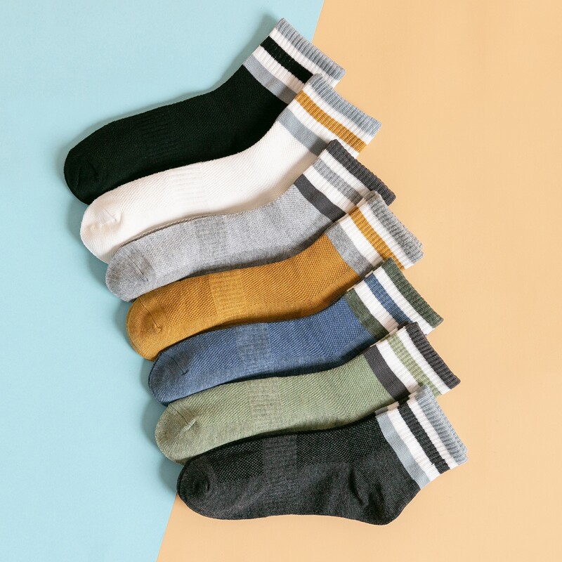 

Guys 7pairs Striped Crew Socks, Multicolor
