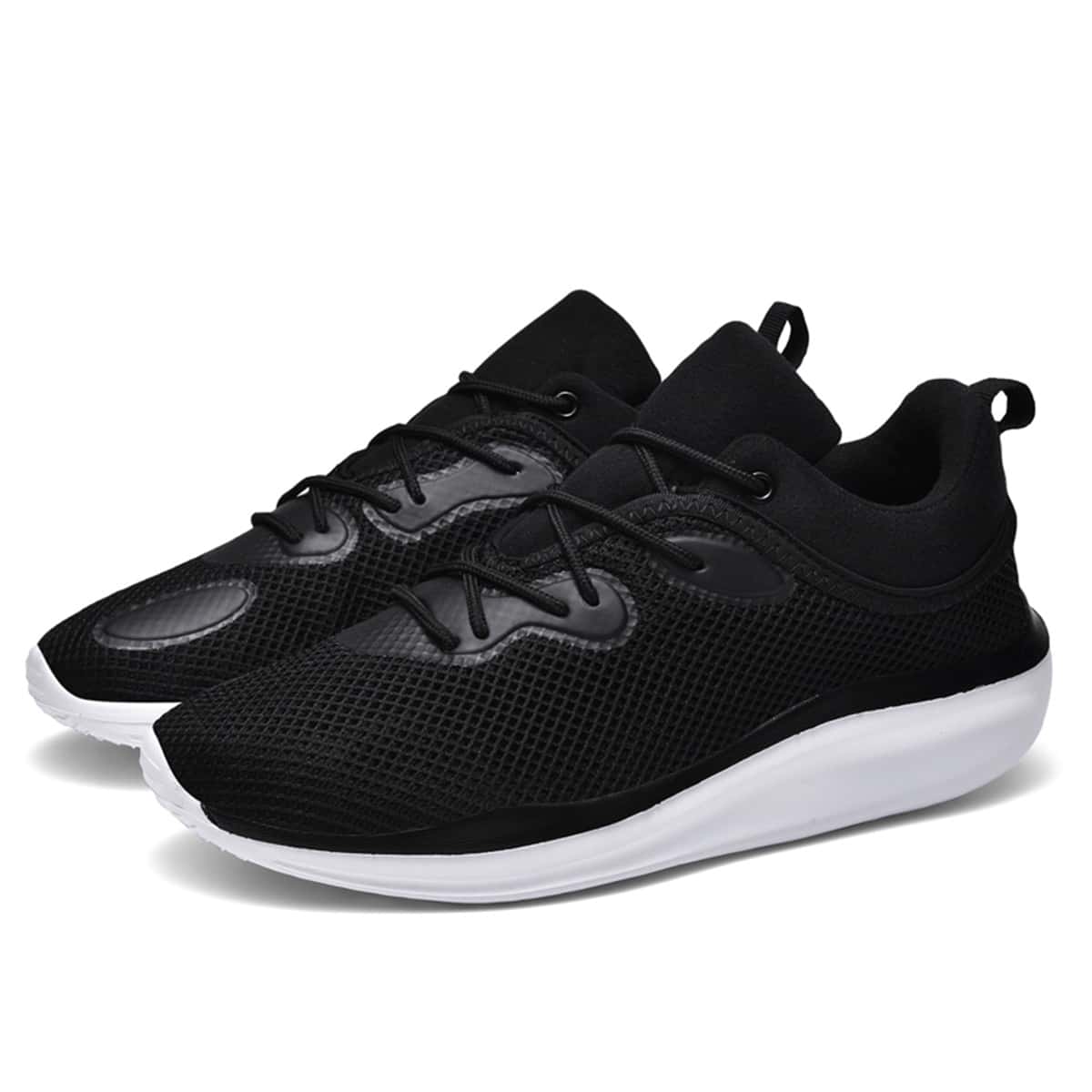 

Guys Solid Lace-up Mesh Sneakers, Black