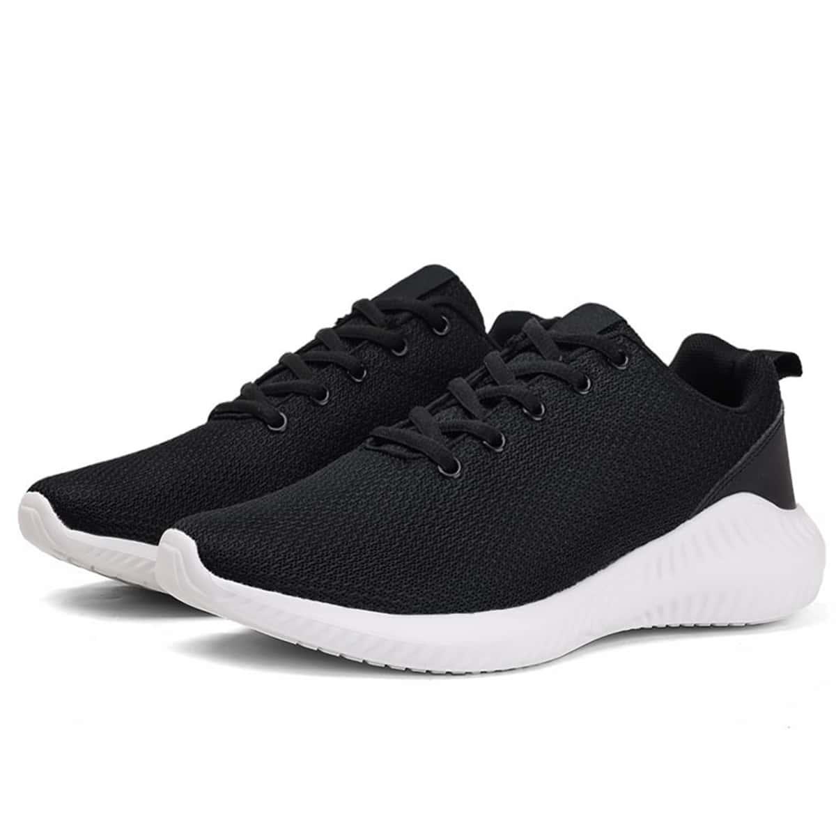 

Guys Solid Lace-up Knit Sneakers, Black