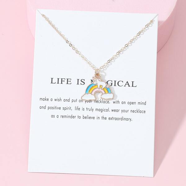 

Girls Rainbow Charm Necklace, Multicolor