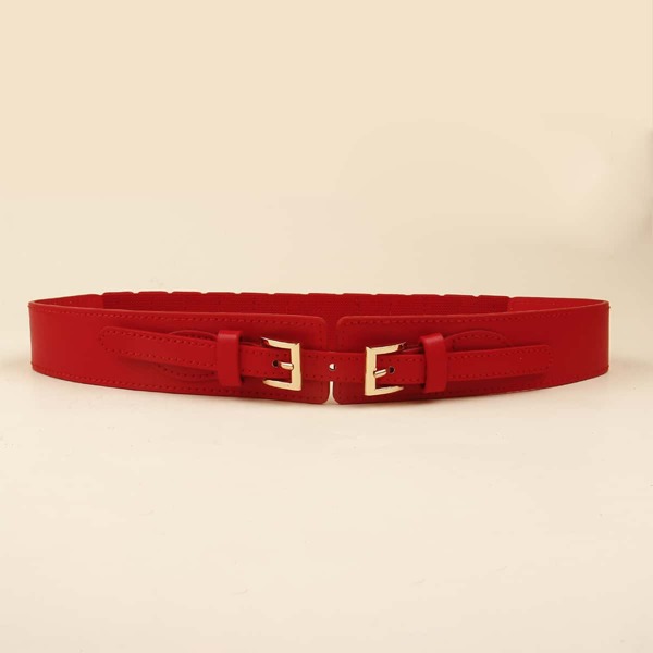 

Metal Buckle Corset Belt, Red
