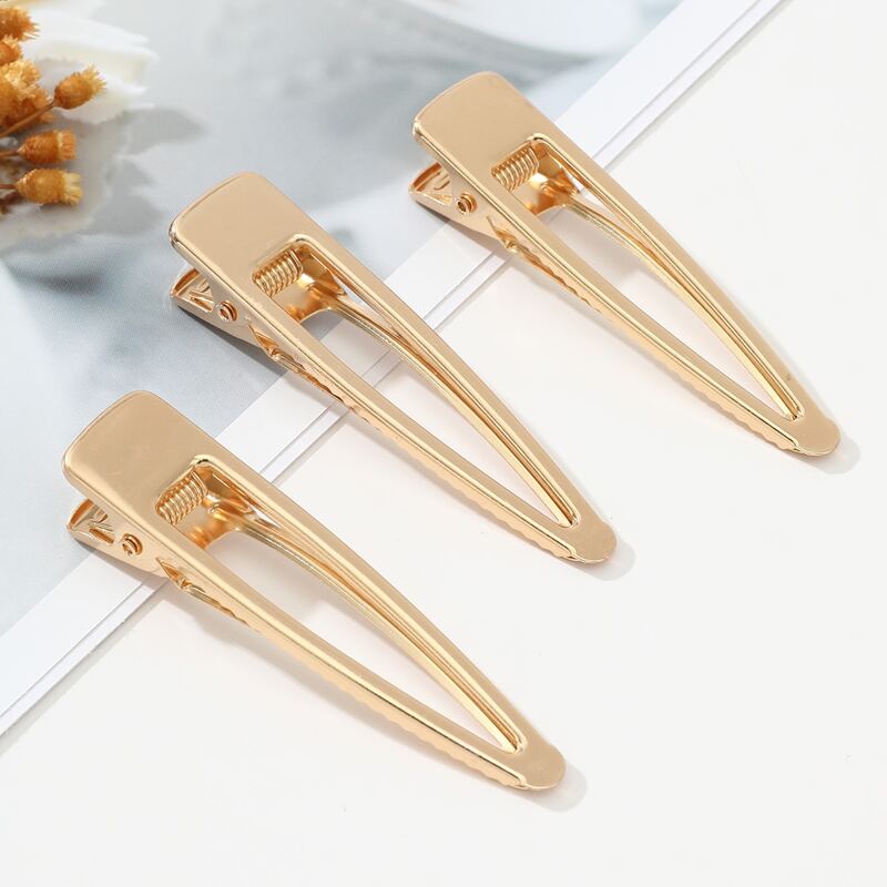 

3pcs Metal Hair Clip, Gold