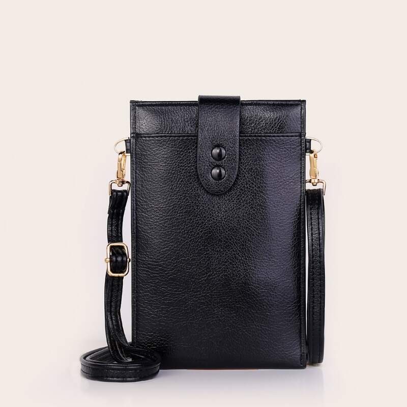 

Solid Crossbody Phone Bag, Black