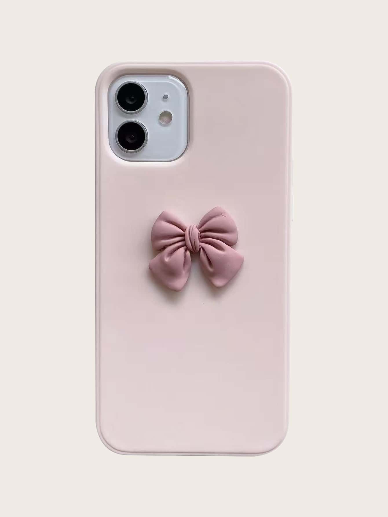 蝴蝶結裝飾iPhone手機殼 - 粉色 - 查看 1