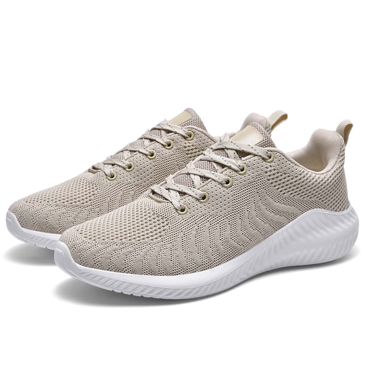 

Guys Solid Lace-up Knit Sneakers, Khaki